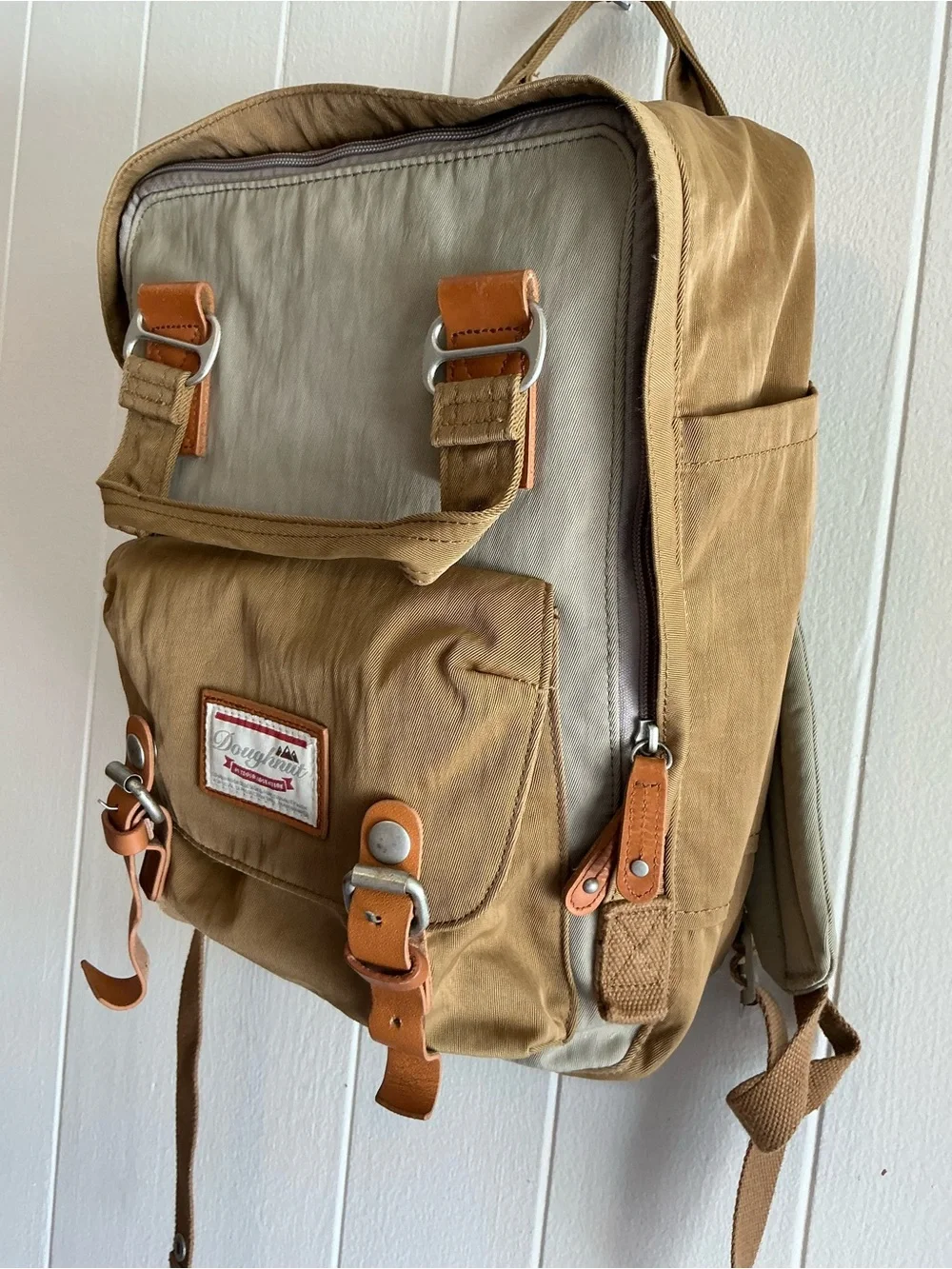 Rare Standard Doughnut Macaroon A khaki and brown colorblock design Backpack